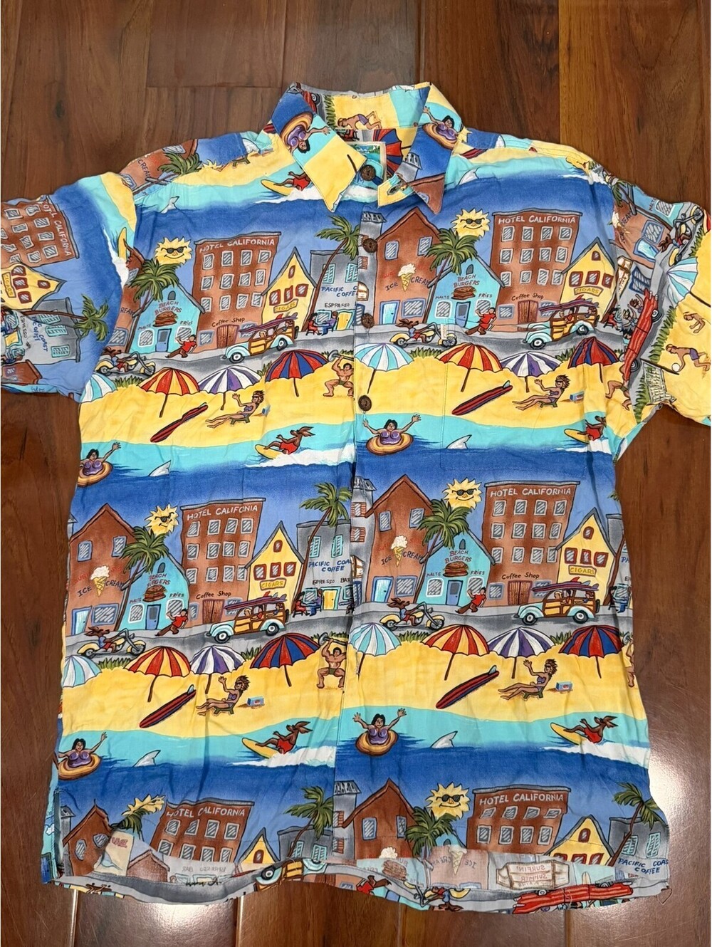 Kahala Ron Anderson Collection Hawaiian Shirt SZ L Beach Life Car California